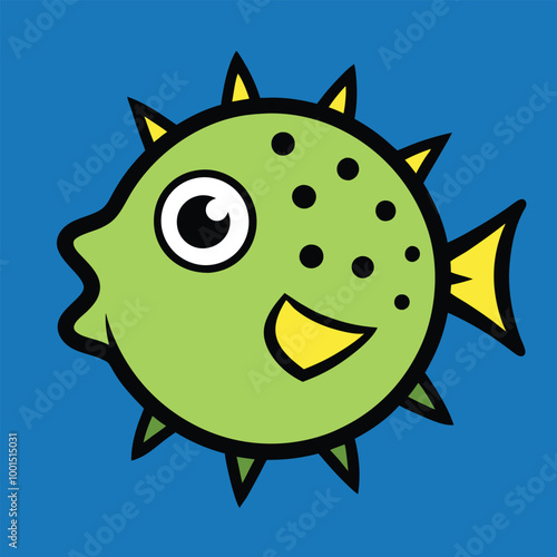 Solid color Pea Puffer animal vector design