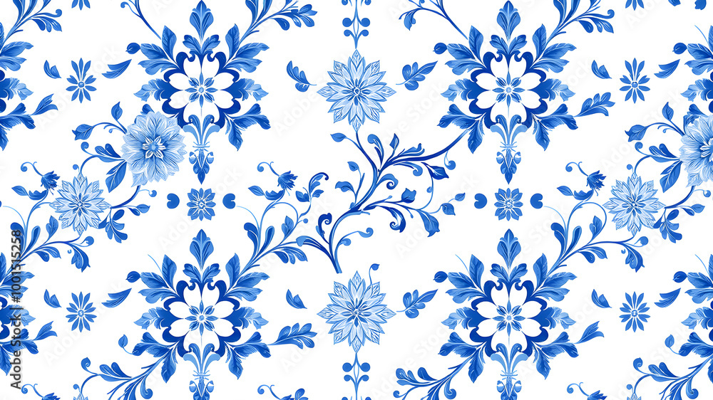 Blue and white floral seamless pattern in gzhel style. Blue and white floral seamless pattern in gzhel style.