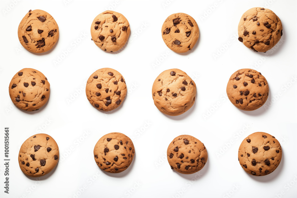 Chocolate chip cookies Flying in the air for design Background Chocolate chip cookies Flying in the air for design Background