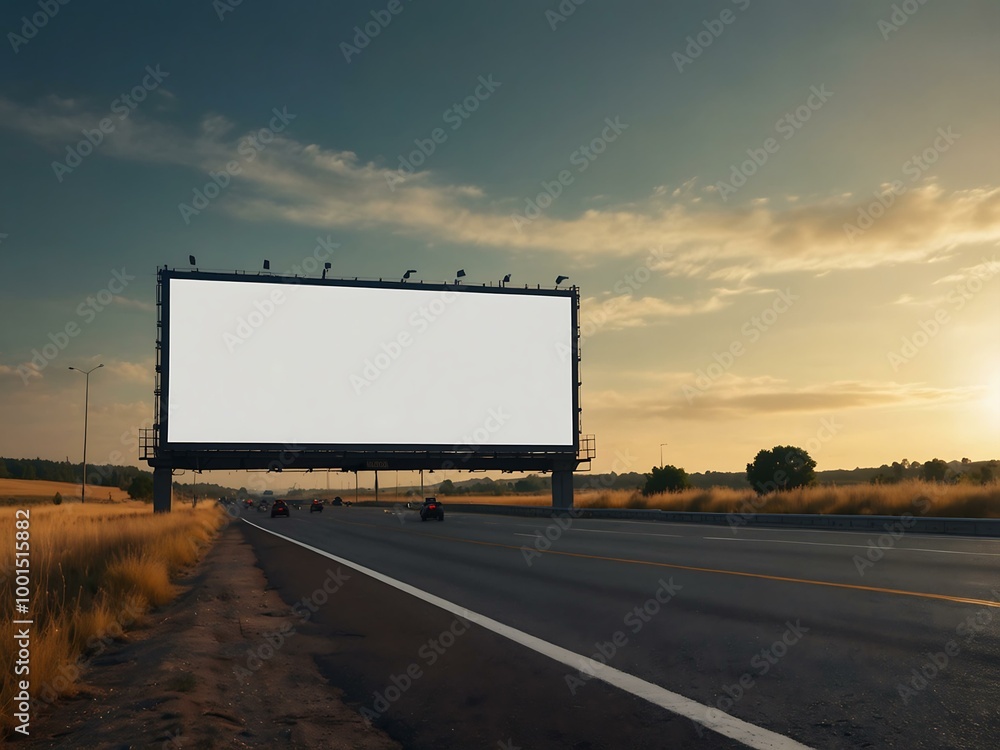 Blank billboard mockup on the highway. Blank billboard mockup on the highway.