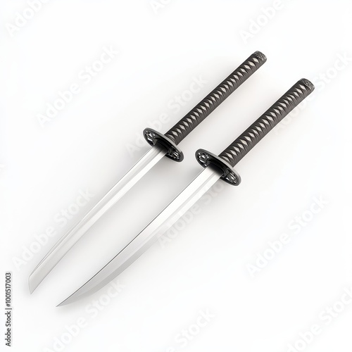 Two swords are shown on a white background