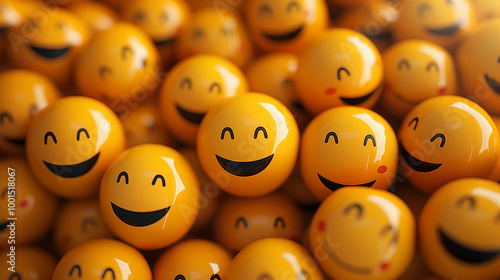 Happy yellow smiley emoji expressing joy and cheerful mood cartoon faces illustration
