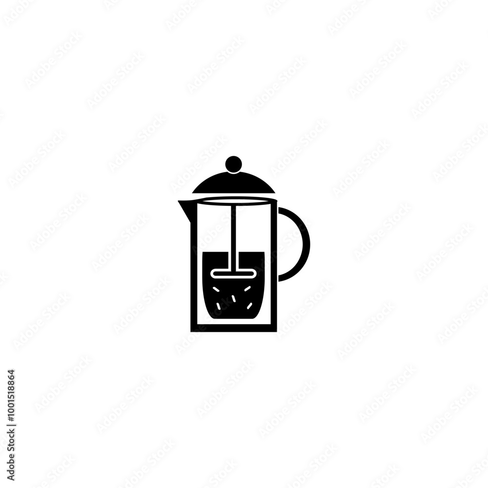 French Press simple Icon isolated on white background . French Press simple Icon isolated on white background .