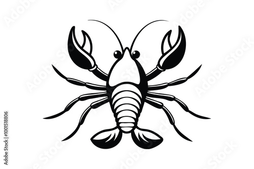  Lobster Silhouette Line Art Vector Illustration Transparent White Background