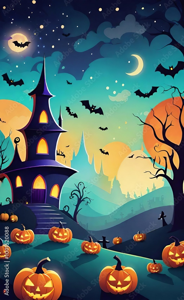 halloween background with pumpkin and bats halloween background with pumpkin and bats