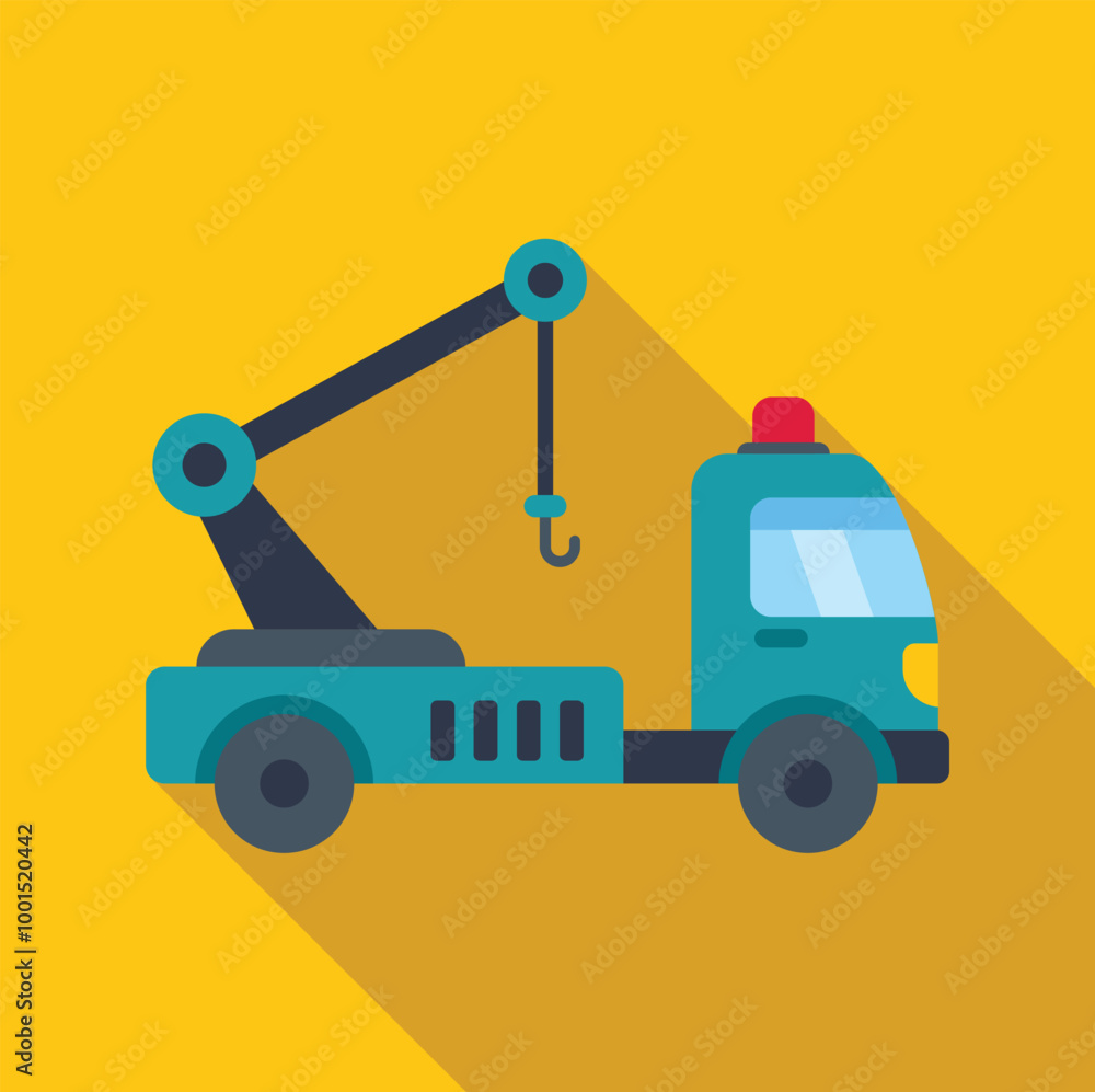 Tow truck with hook waiting for towing broken car on the roadside Tow truck with hook waiting for towing broken car on the roadside
