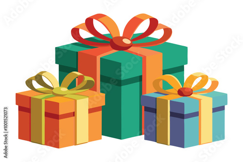 Colorful Gift Boxes illustration on white background.