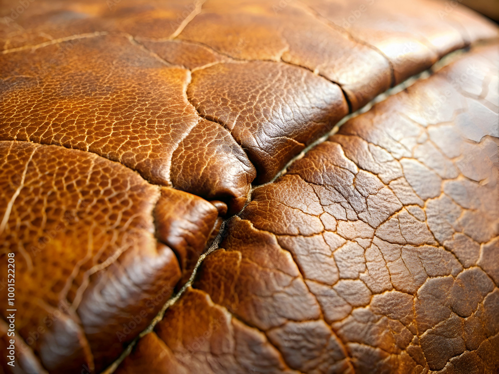 The leather is worn and torn, with a rough texture. Concept of age and history, as well as a feeling of ruggedness and toughness The leather is worn and torn, with a rough texture. Concept of age and history, as well as a feeling of ruggedness and toughness