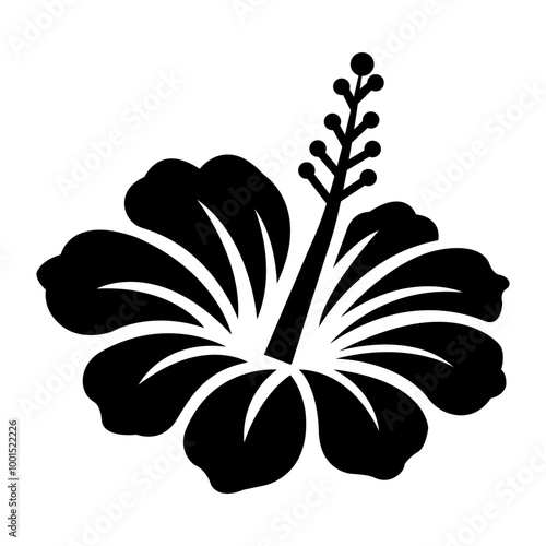 Black hibiscus flower icon isolated on white background