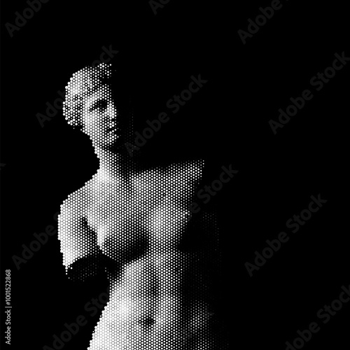 Halftone ancient sculpture. Stippling Venus statue