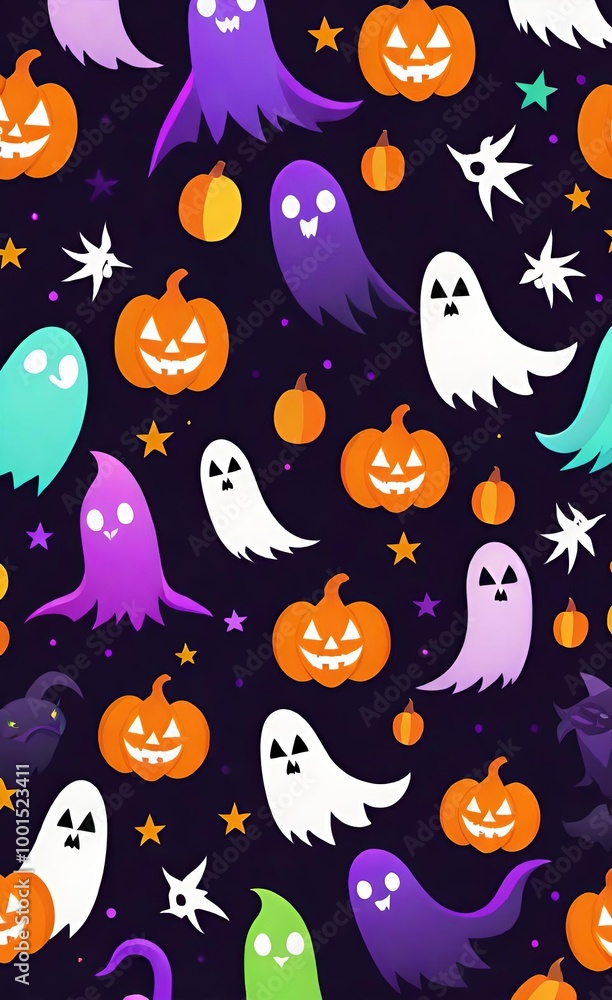 halloween seamless pattern with pumpkins halloween seamless pattern with pumpkins