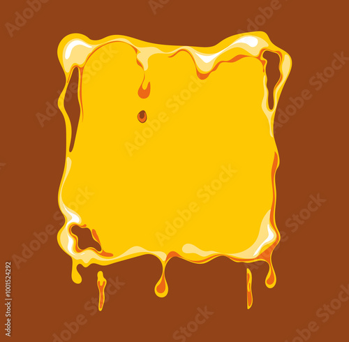 Honey drop splash empty frame isolated set. Vector graphic design illustration