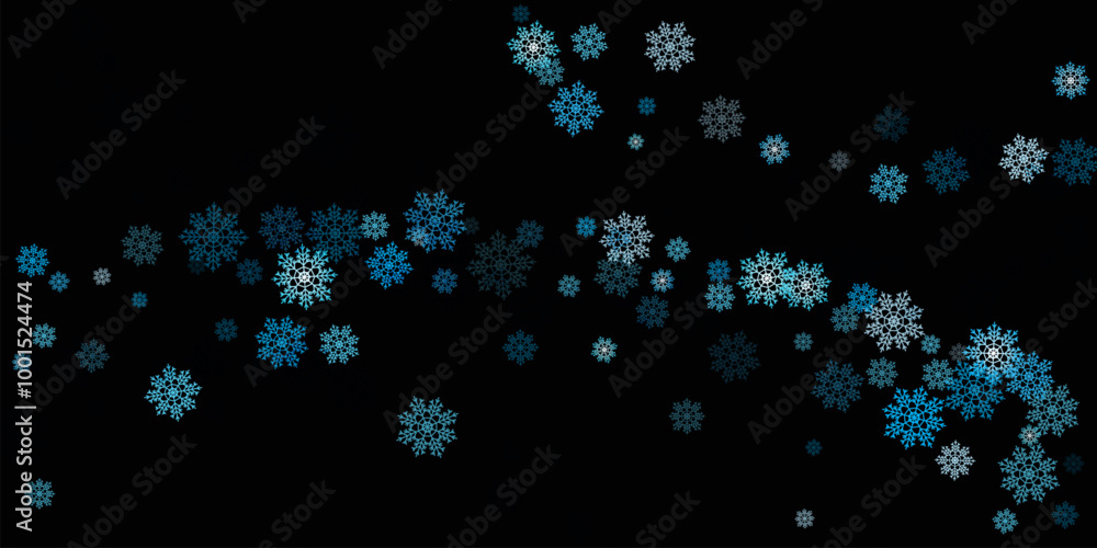 White snowflakes falling over dark background, winter vector illustration. Snowflakes falling on black background White snowflakes falling over dark background, winter vector illustration. Snowflakes falling on black background
