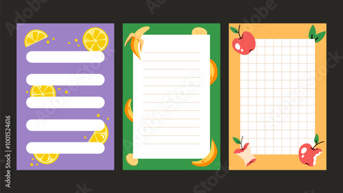 Empty blank planner to do list notes with cute pattern. Weekly and daily schedule not forget papers concept. Vector flat graphic design illustration
