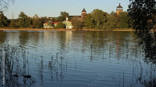 Landscape view or seascape. At Brunnsviken, Solna, Stockholm, Sweden. photo