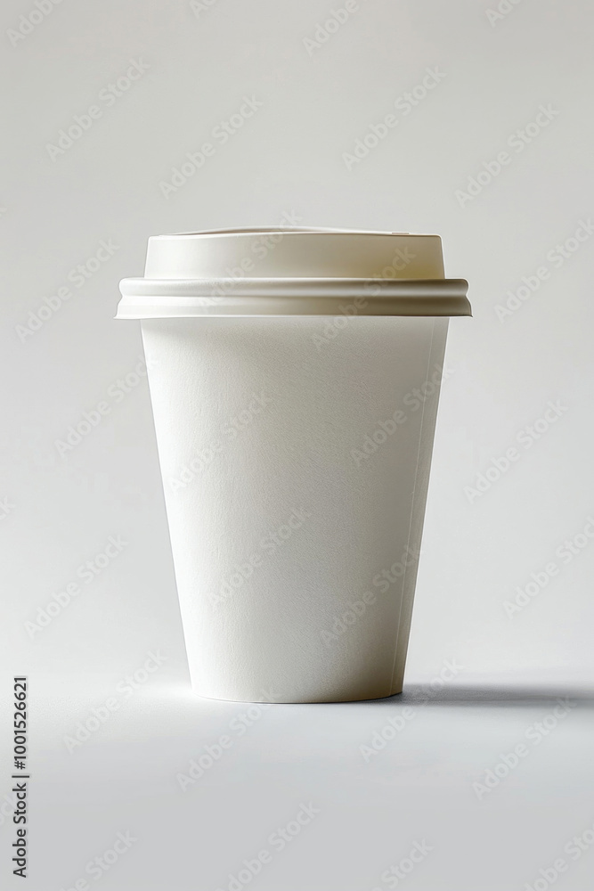 A blank takeaway coffee cup with a lid, isolated on a white background A blank takeaway coffee cup with a lid, isolated on a white background