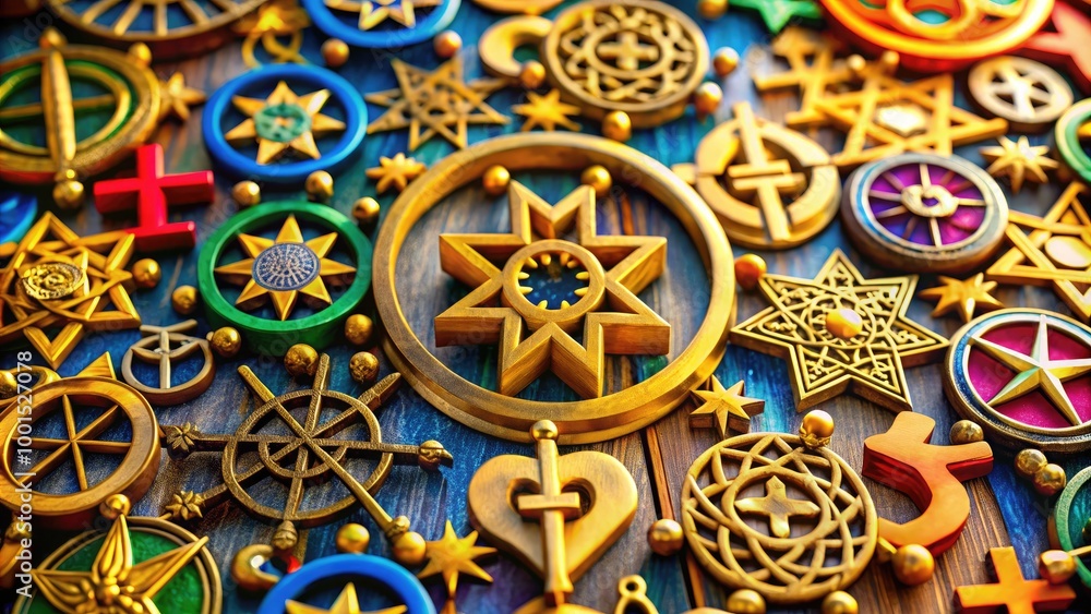 Diverse Religious Symbols Representing Unity and Belief Across Various Faiths and Cultures Worldwide Diverse Religious Symbols Representing Unity and Belief Across Various Faiths and Cultures Worldwide