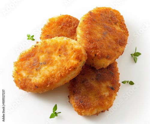 Delicious breaded and crispy fried cutlet with golden chicken served as a savory snack