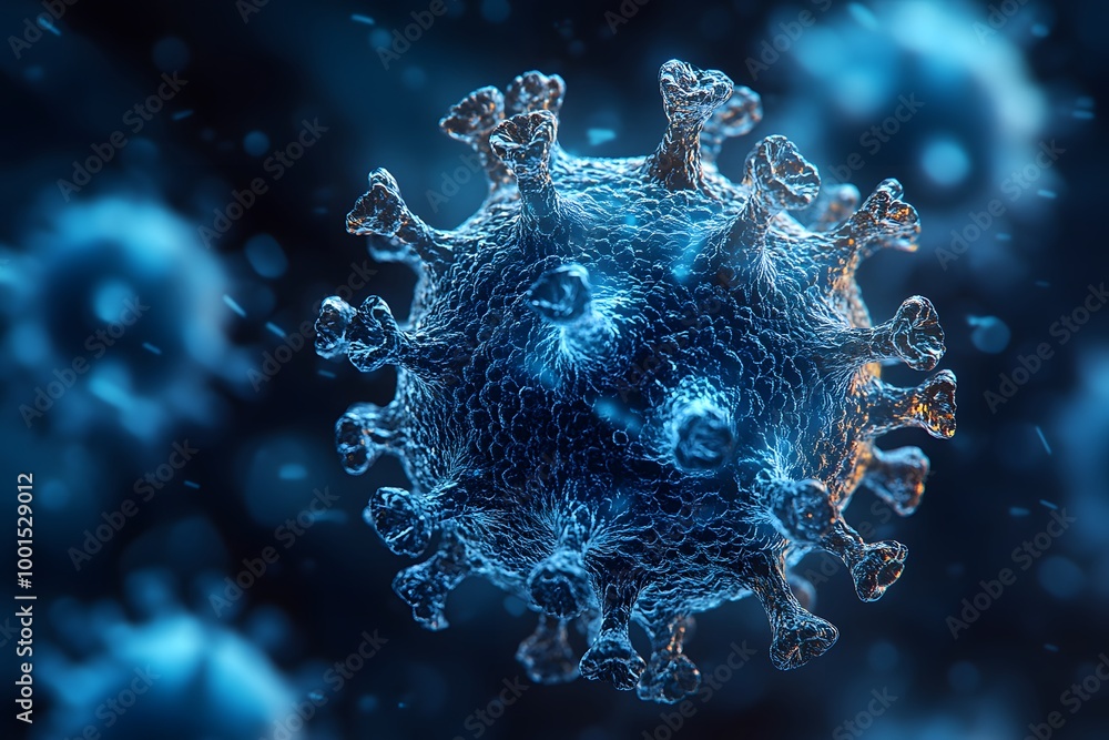 Virus Particle With Its Spiky Protein Coat Virus Particle With Its Spiky Protein Coat