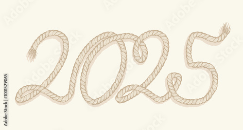 Vector vintage typography poster 2025. Typography 2025 made of rope.