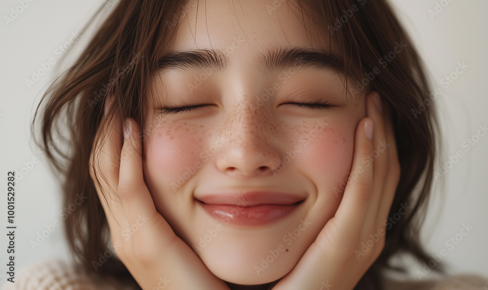 Beauty Model with Natural Freckles in Cosmetic Close-up Beauty Model with Natural Freckles in Cosmetic Close-up