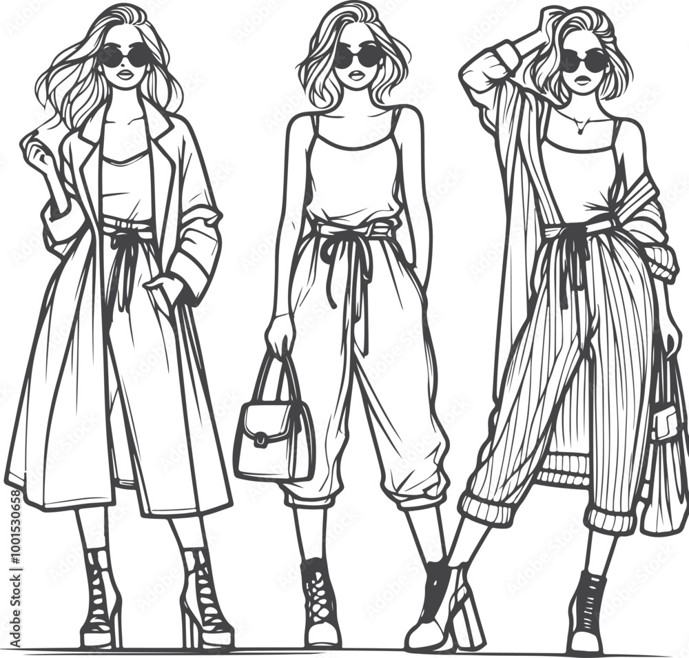 line art bride girl and mordan Woman line Drawing design. line art bride girl and mordan Woman line Drawing design.