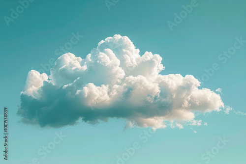 A full-size close-up of a fluffy white cloud isolated against a blue sky background