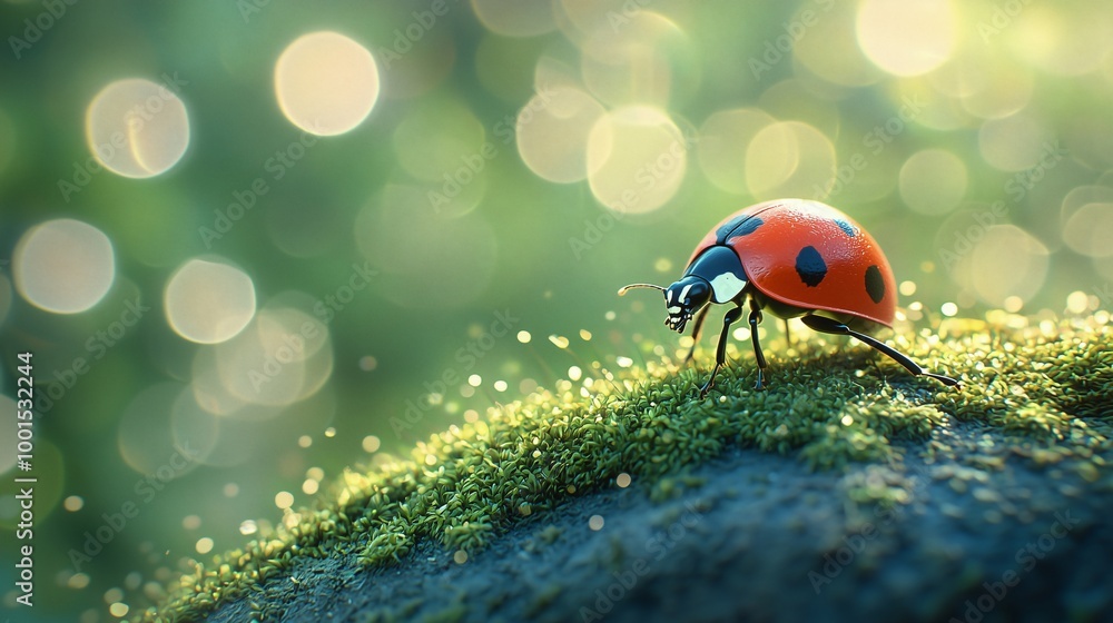 Macro shot of a ladybug on stone Macro shot of a ladybug on stone