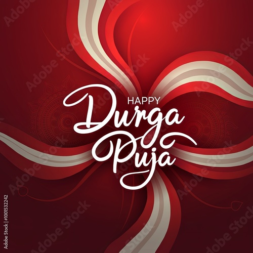 Creative illustration of Goddess Durga in Happy Durga Puja Subh Navratri Indian religious background design
 photo