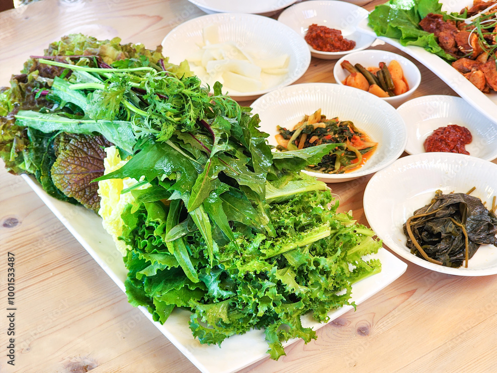 Korean food ingredients. assorted vegetables
