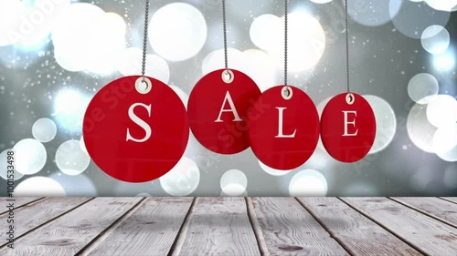 Animation of words sale with chirstmas ball