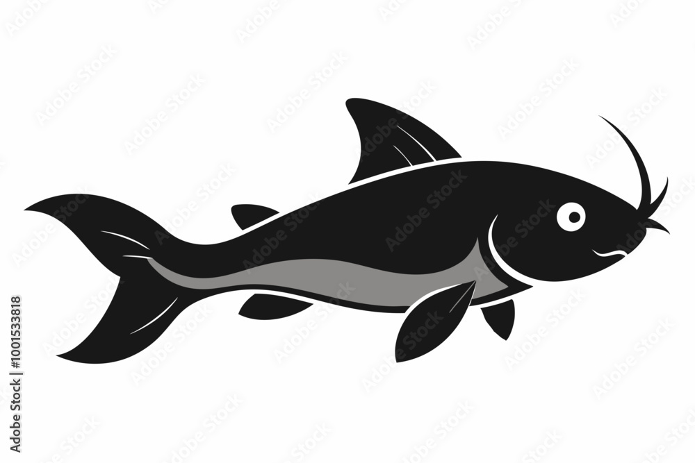 Fototapeta premium Creative vector design of catfish fish on a white background