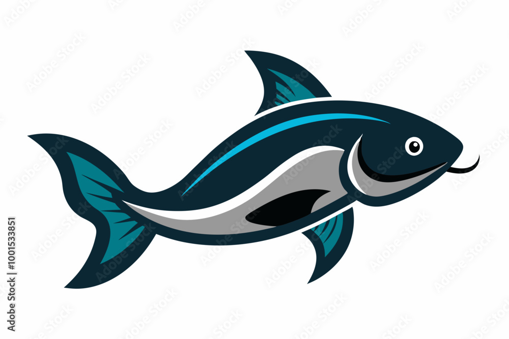 Fototapeta premium Creative vector design of catfish fish on a white background