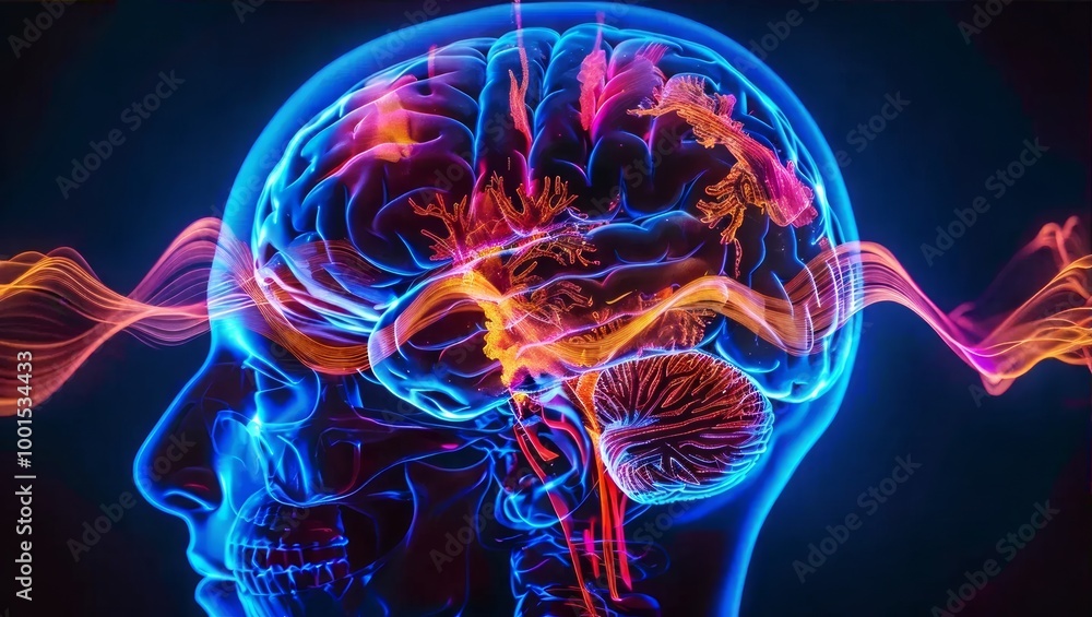 Vibrant Neural Pathways and Brain Activity Visualization Vibrant Neural Pathways and Brain Activity Visualization