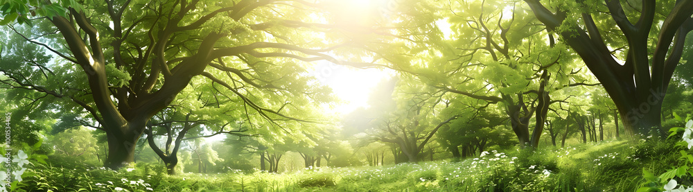 Fototapeta premium Sun rays through the trees 