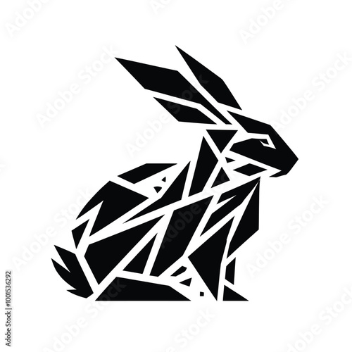 Geometric Rabbit Silhouette