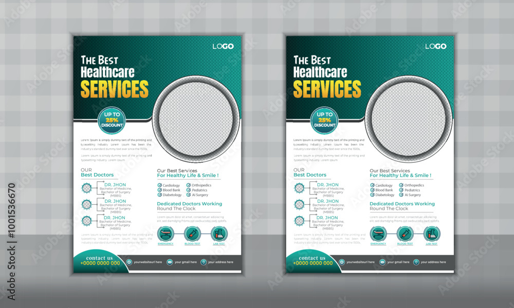 Fototapeta premium Healthcare and medical multipurpose flyer or brochure cover template design