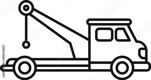 This minimalist vector illustration design shows a tow truck hooking, perfect for projects related to transportation, rescue, emergency, and roadside assistance