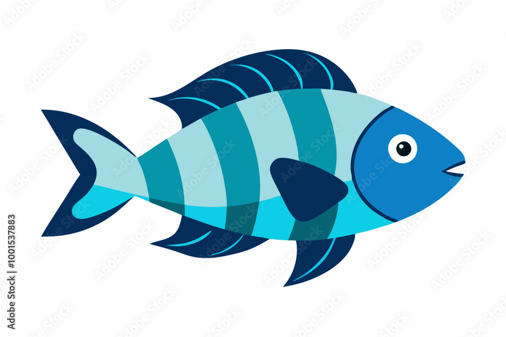Naklejka premium Creative vector design of cichlid fish on a white background