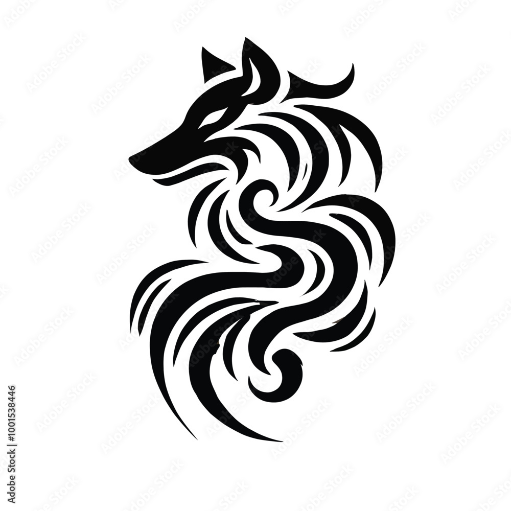 Tribal Wolf Silhouette Tribal Wolf Silhouette