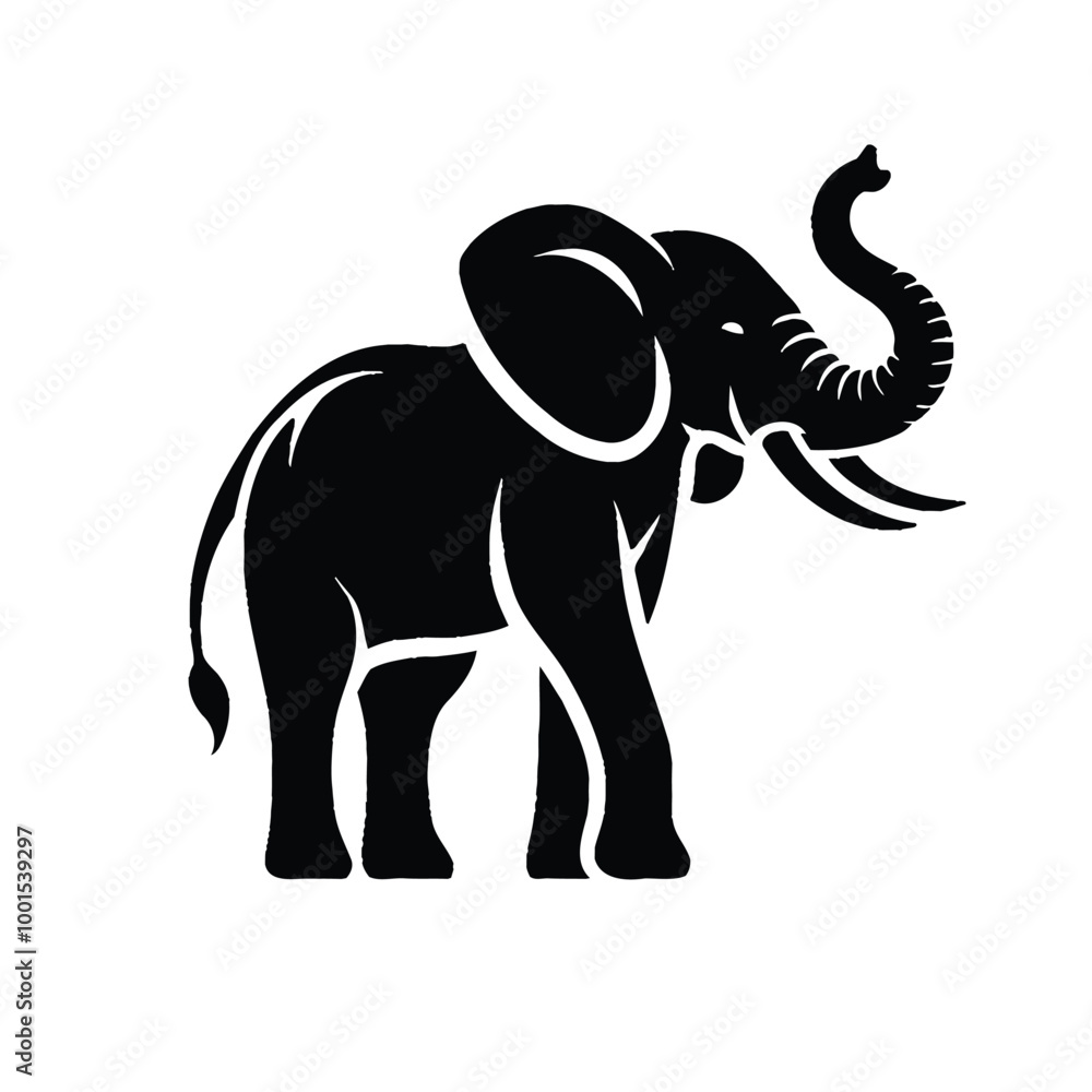 Obraz premium Elephant Silhouette with Raised Trunk