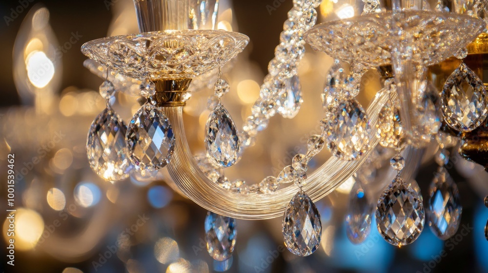 Luxurious Crystal Chandelier with Sparkling Pendants Luxurious Crystal Chandelier with Sparkling Pendants