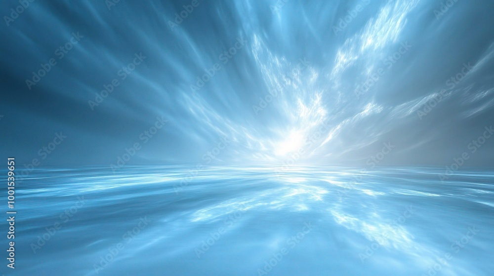 Serene Blue Ocean with Dramatic Sky Effects Serene Blue Ocean with Dramatic Sky Effects