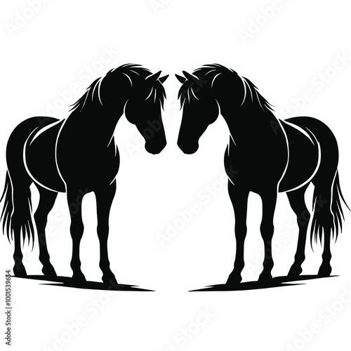 Horse Silhouettes Facing