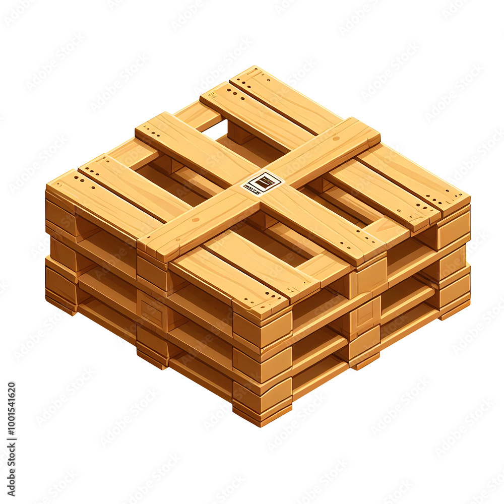 double Wooden pallet vector design isometric isolated on transparent background double Wooden pallet vector design isometric isolated on transparent background