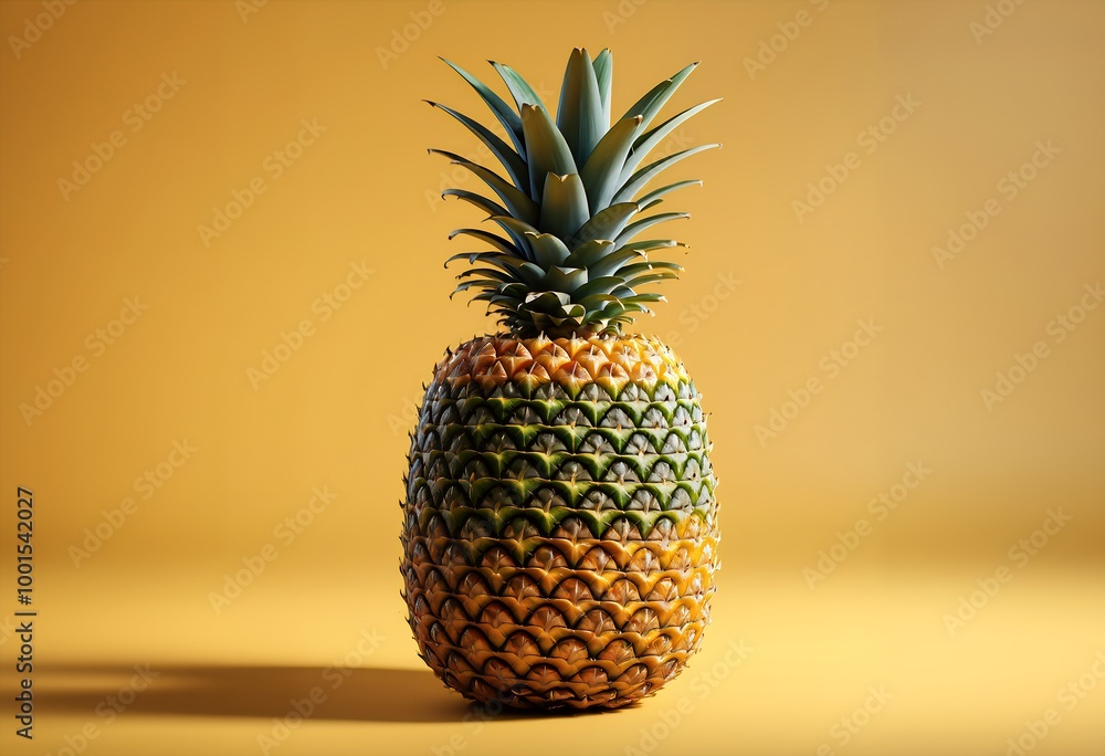 yellow background with green pineapple on top yellow background with green pineapple on top
