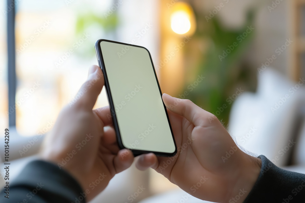 Close-up mockup of hands holding a smartphone Close-up mockup of hands holding a smartphone