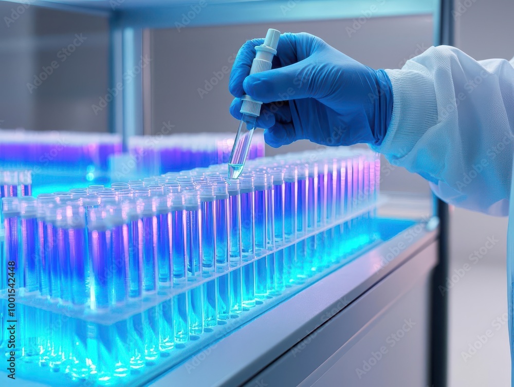 Researcher preparing samples in a glove box, inert atmosphere work, sensitive experiments Researcher preparing samples in a glove box, inert atmosphere work, sensitive experiments