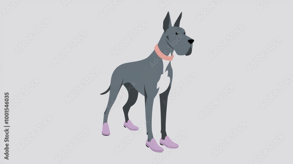 Illustration of a Great Dane Wearing Pink Shoes Illustration of a Great Dane Wearing Pink Shoes