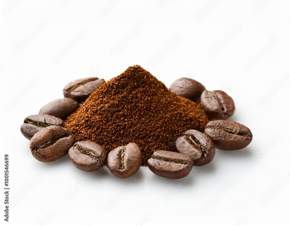 Granos de café sobre fondo blanco Granos de café sobre fondo blanco